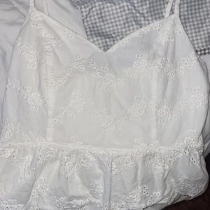 White crop top spaghetti strap